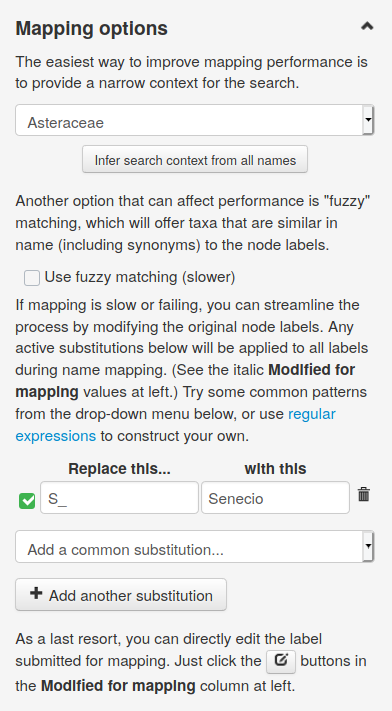 Mapping options